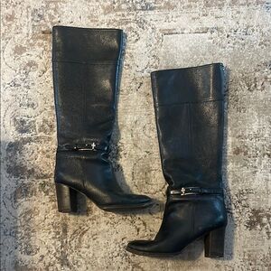 Tory Burch Black Heeled Boots with Side Buckle